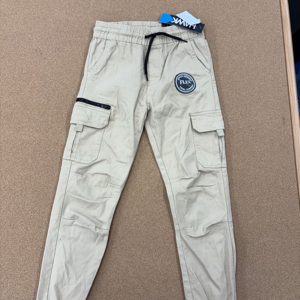 Tony Hawk Boys Khaki Cargo Jogger Pants Size M 10/12 Flex Stretch Tan NEW